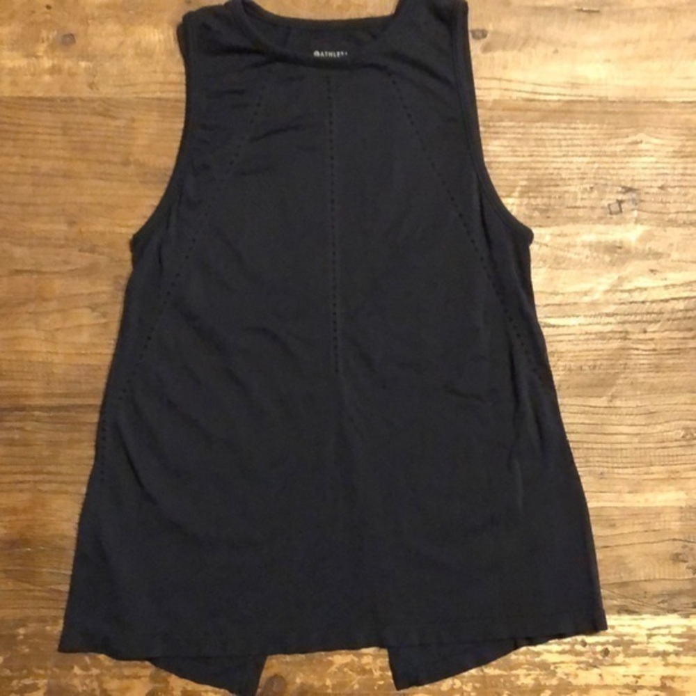 Athleta Foothill Black Crew Neck Split Back Sleev… - image 1